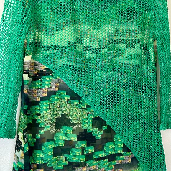 Vintage Adore asymmetric sheer layered unique 90s Y2K crochet 3/4 sleeve artsy S - Picture 7 of 13